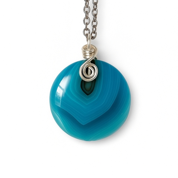 Banded Agate Pendant Necklace - Picture 1 of 3